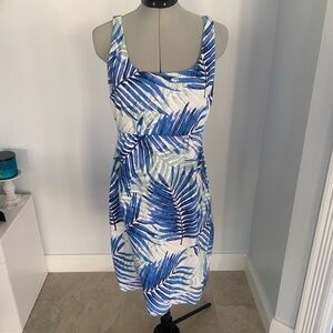 Tommy Bahama Palm Frond Blue And Green Tank Dress 100% Cotton XXS